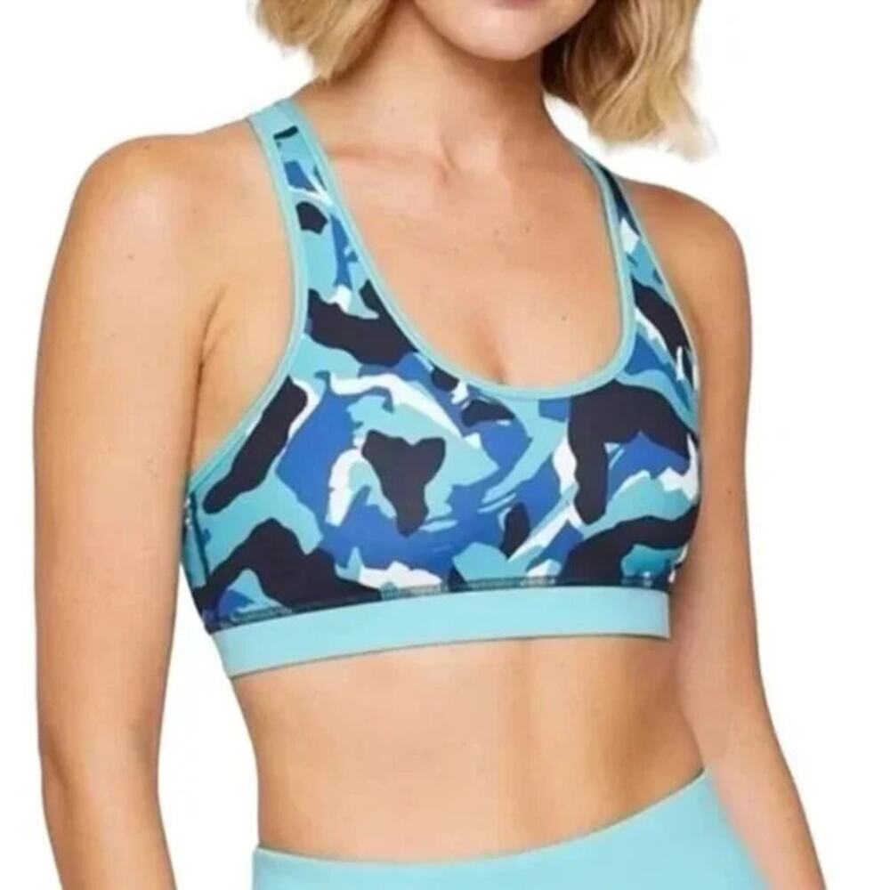 Four Laps NWT Infinity Sports Bra Crisp Camo Porcelain Sz S Stretch Athletic Fit